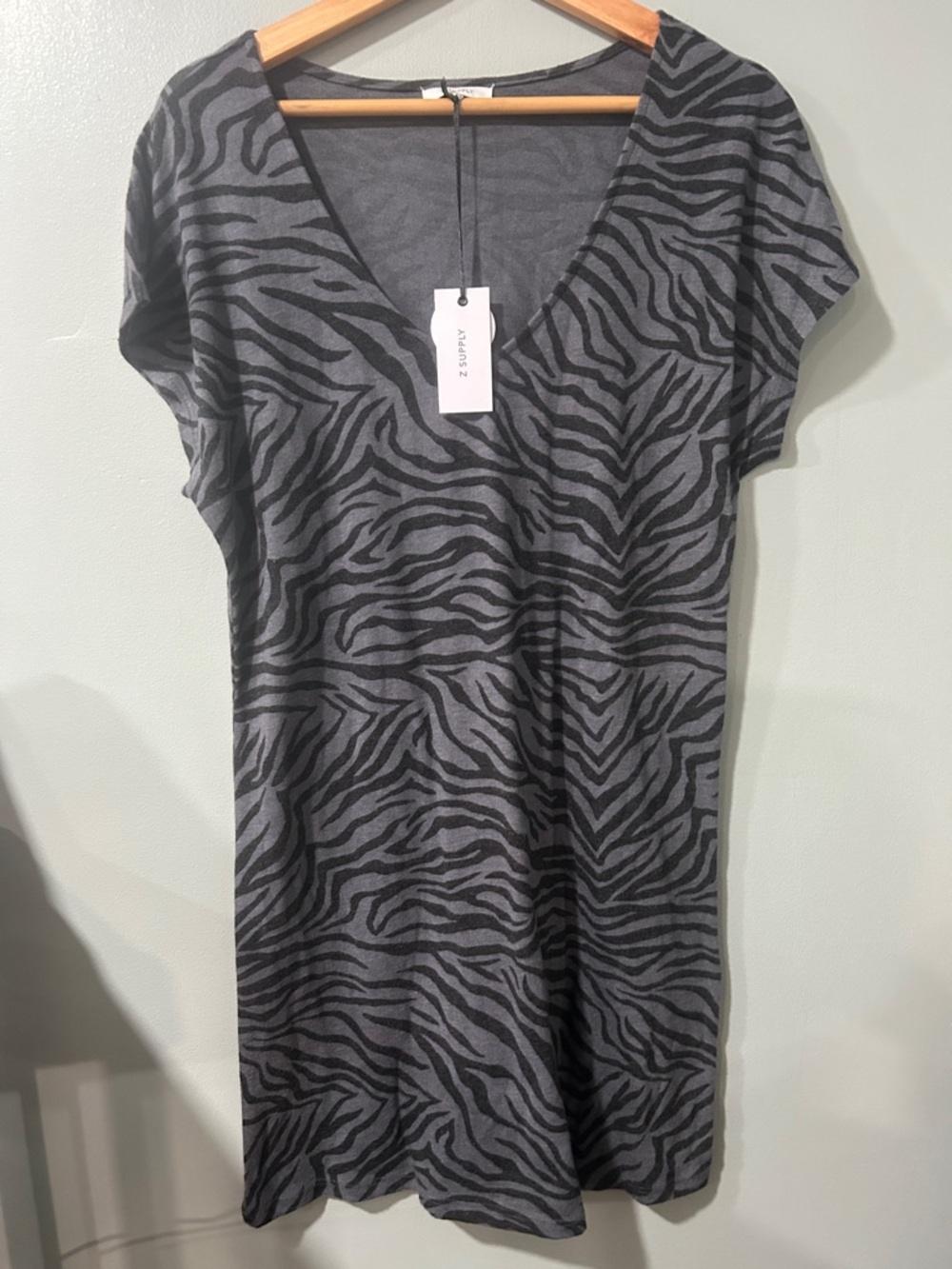 Z Supply Gray & Black Zebra Print Mini Dress